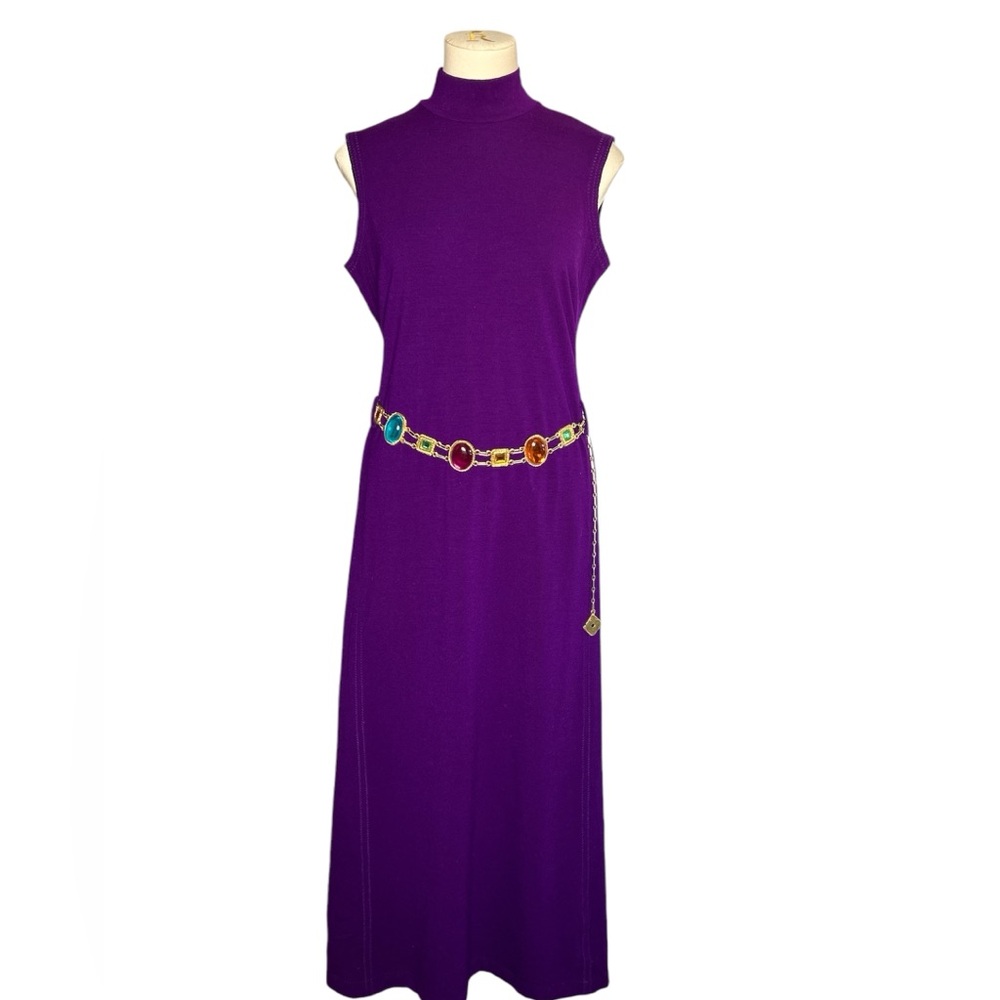 Alberta Ferretti sleeveless mock turtleneck maxi dress purple